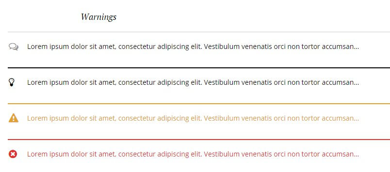 warning typography options in the wordpress hotel theme