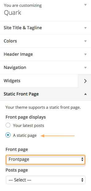 Use static frontpage