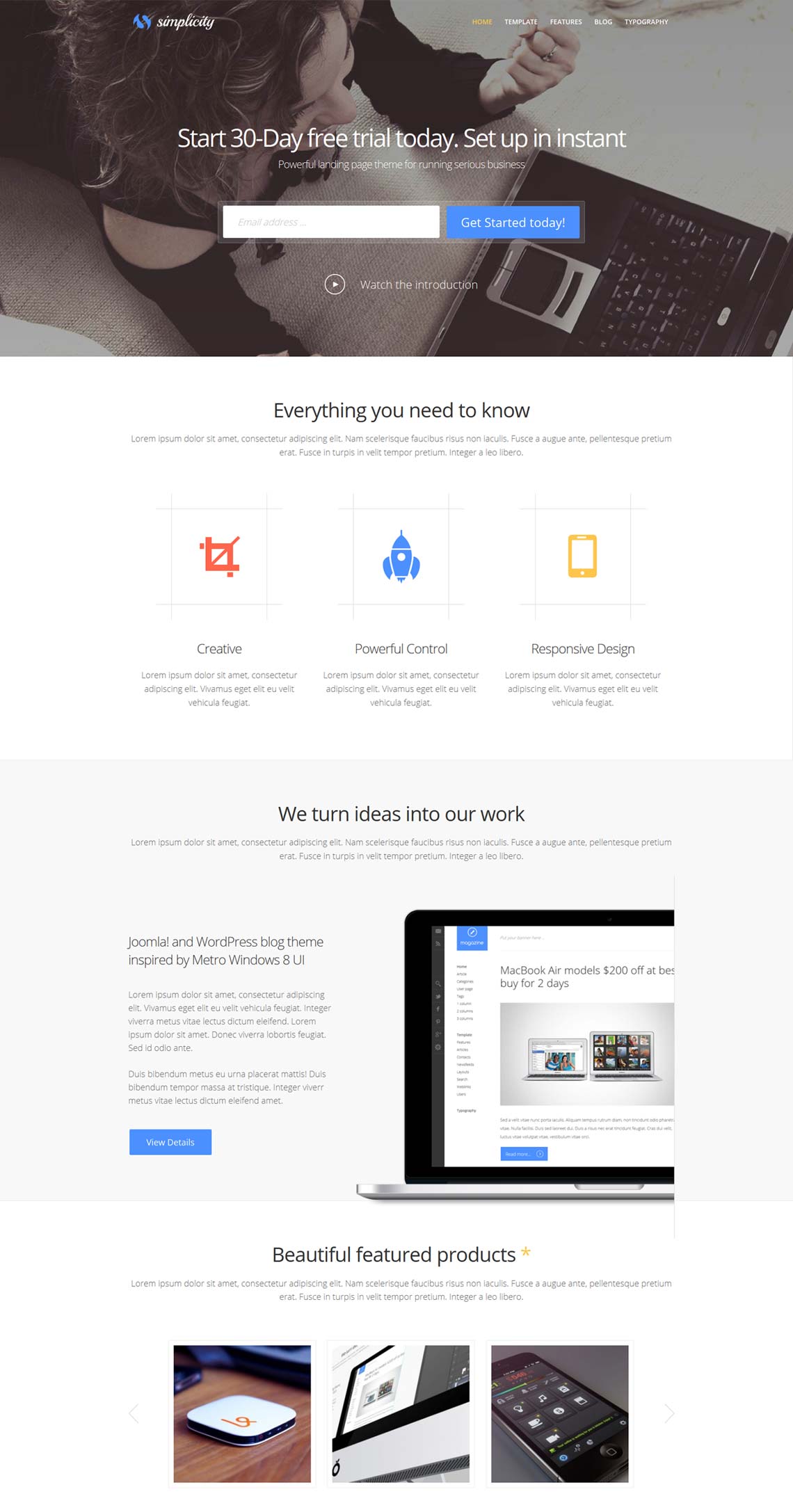 Simplicity -  Business WordPress Theme for Startup